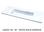 Plan vasque lavabo sur mesure : L 130 à 201 x P 40 à 51 cm, finition lisse mate, Solid-Surface, Anti bactérien, résine Akrytan® teinté dans la masse, Livraison Offerte.